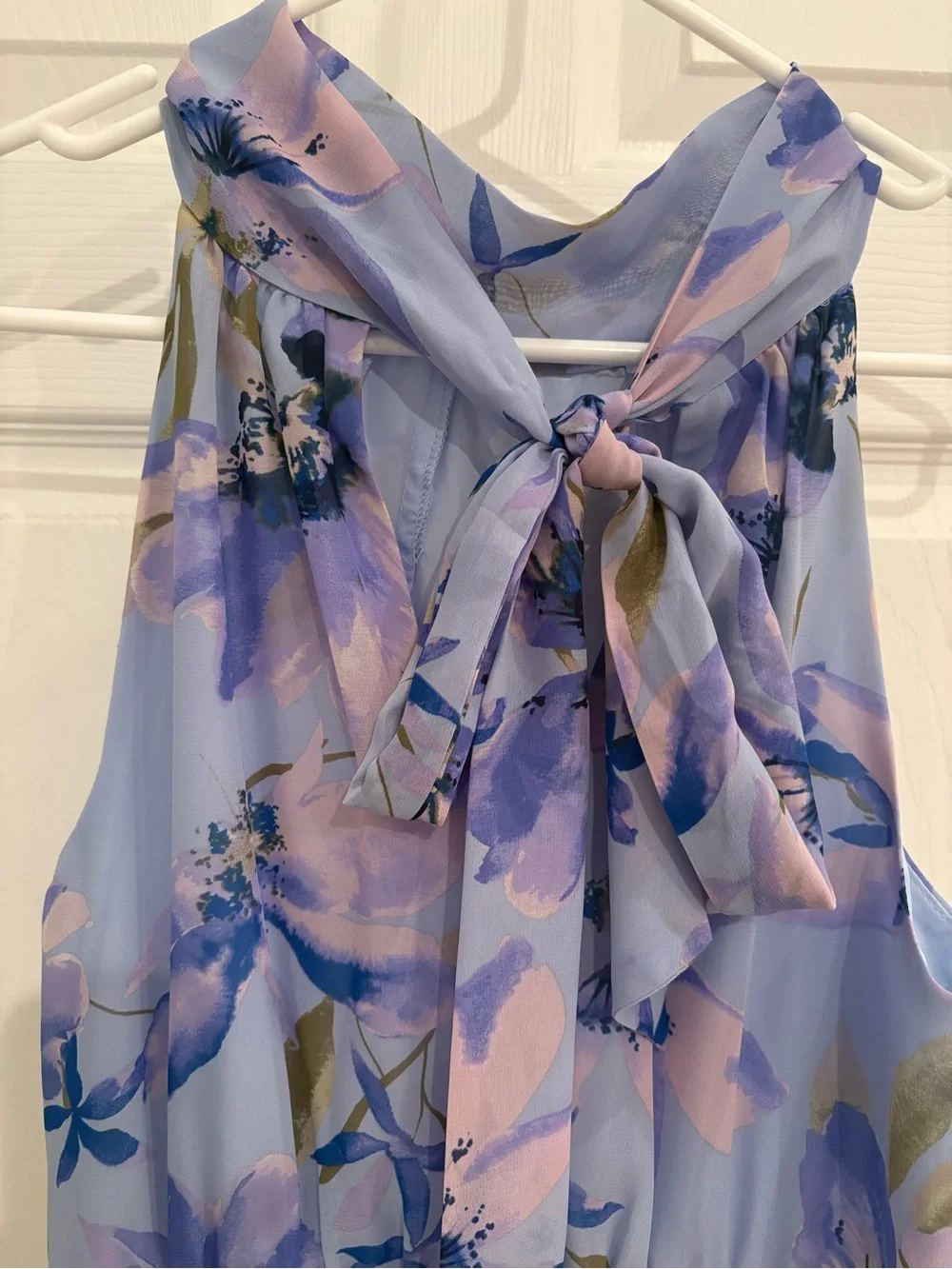 Eliza J Lavender Floral Tie-Neck Maxi Dress - Picture 7 of 10